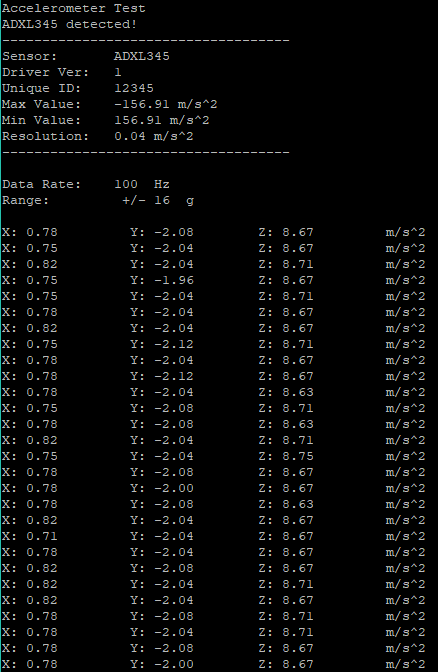 output accelerometer arduino