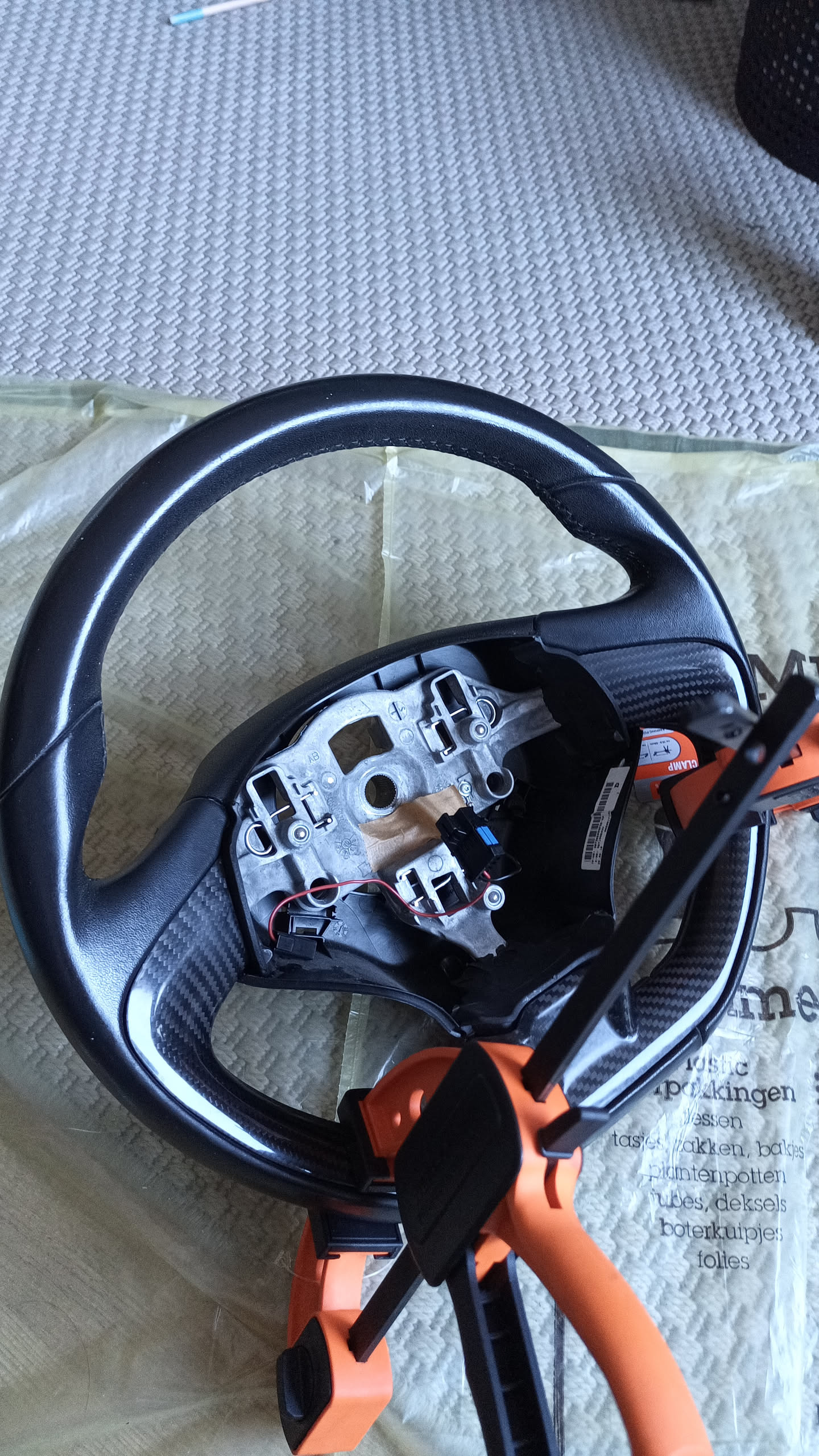 glueing the piece on glueing the piece on