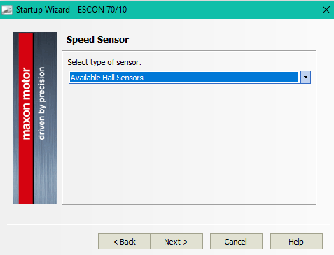 startup wizard speed sensor