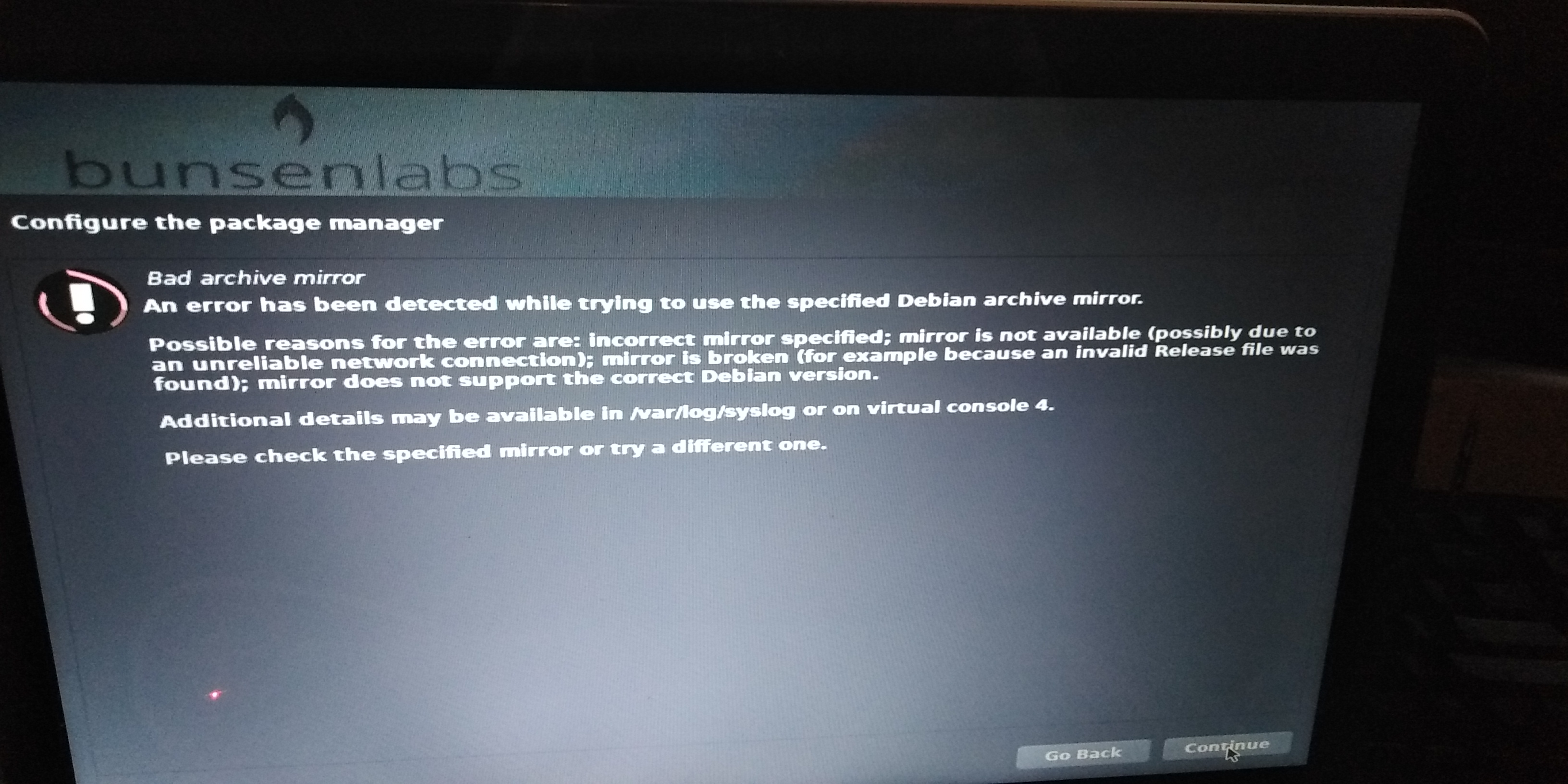 BunsenLabs installer error